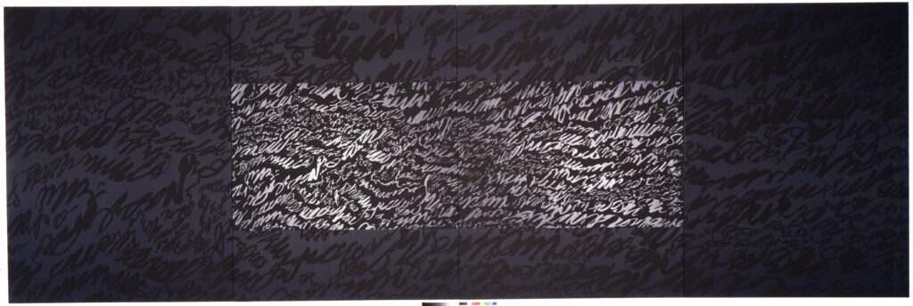 Maternità, 160x480, 1993, acrilico e sabbia su tela