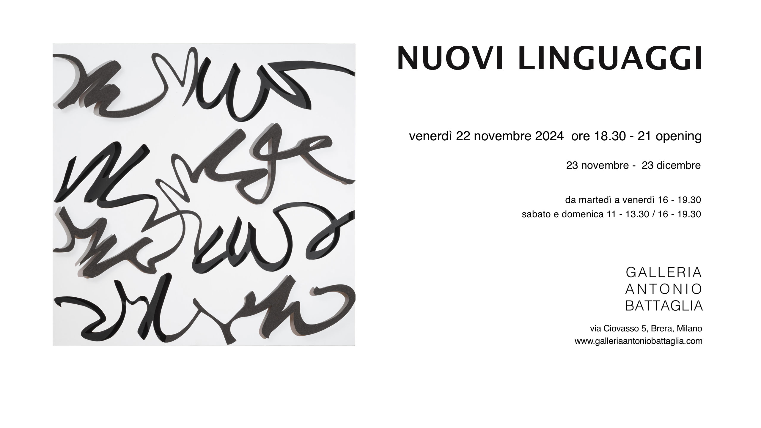 Nuovi linguaggi, galleria Antonio Battaglia. via Ciovasso 5 Milano dal 23/11 al 23/12